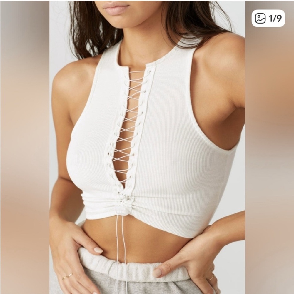 Joah Brown Lace-Up Tank Top